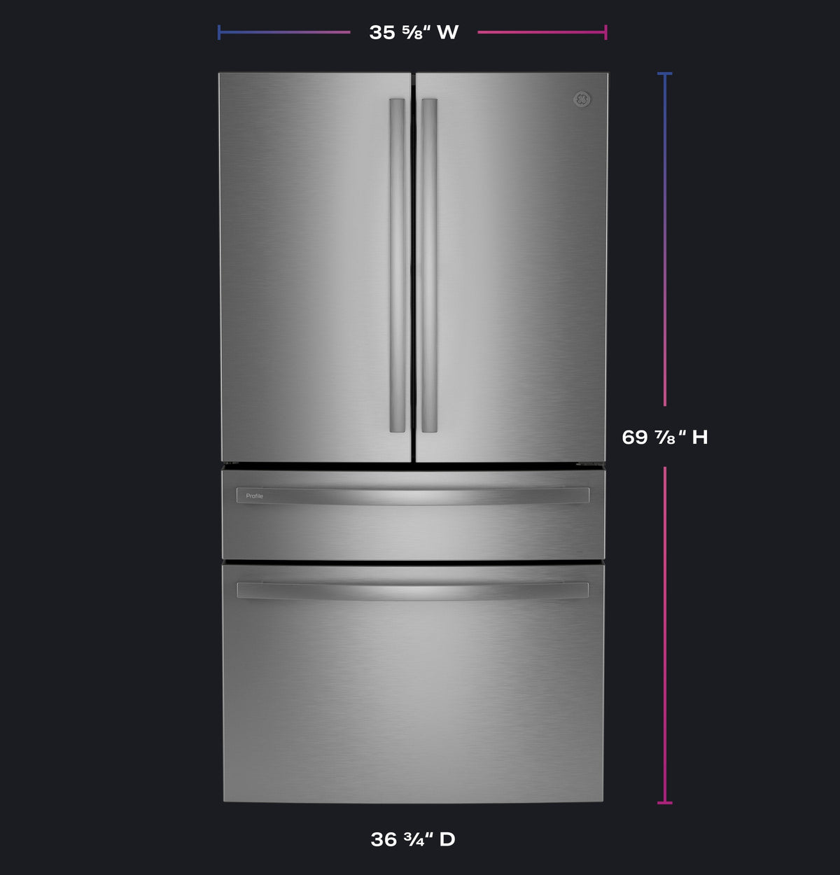 GE French Door Refrigerator 90.4cm 812.7L PGE29BYTFS