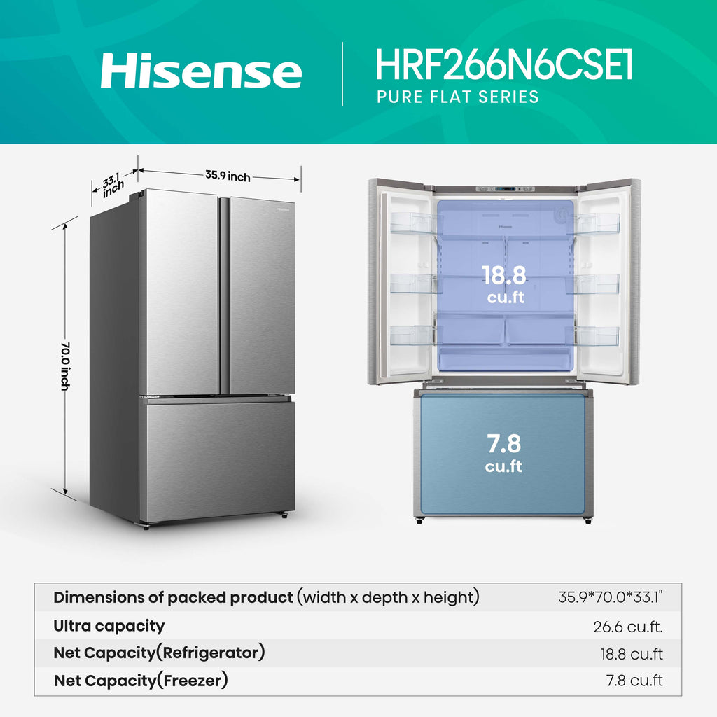 Hisense French Door Refrigerator 91.4cm 753.2L HRF266N6CSE1