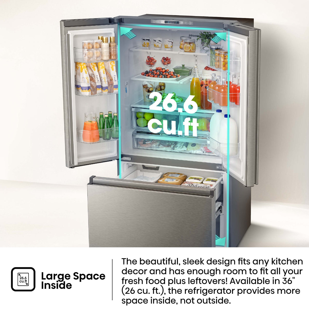 Hisense French Door Refrigerator 91.4cm 753.2L HRF266N6CSE1