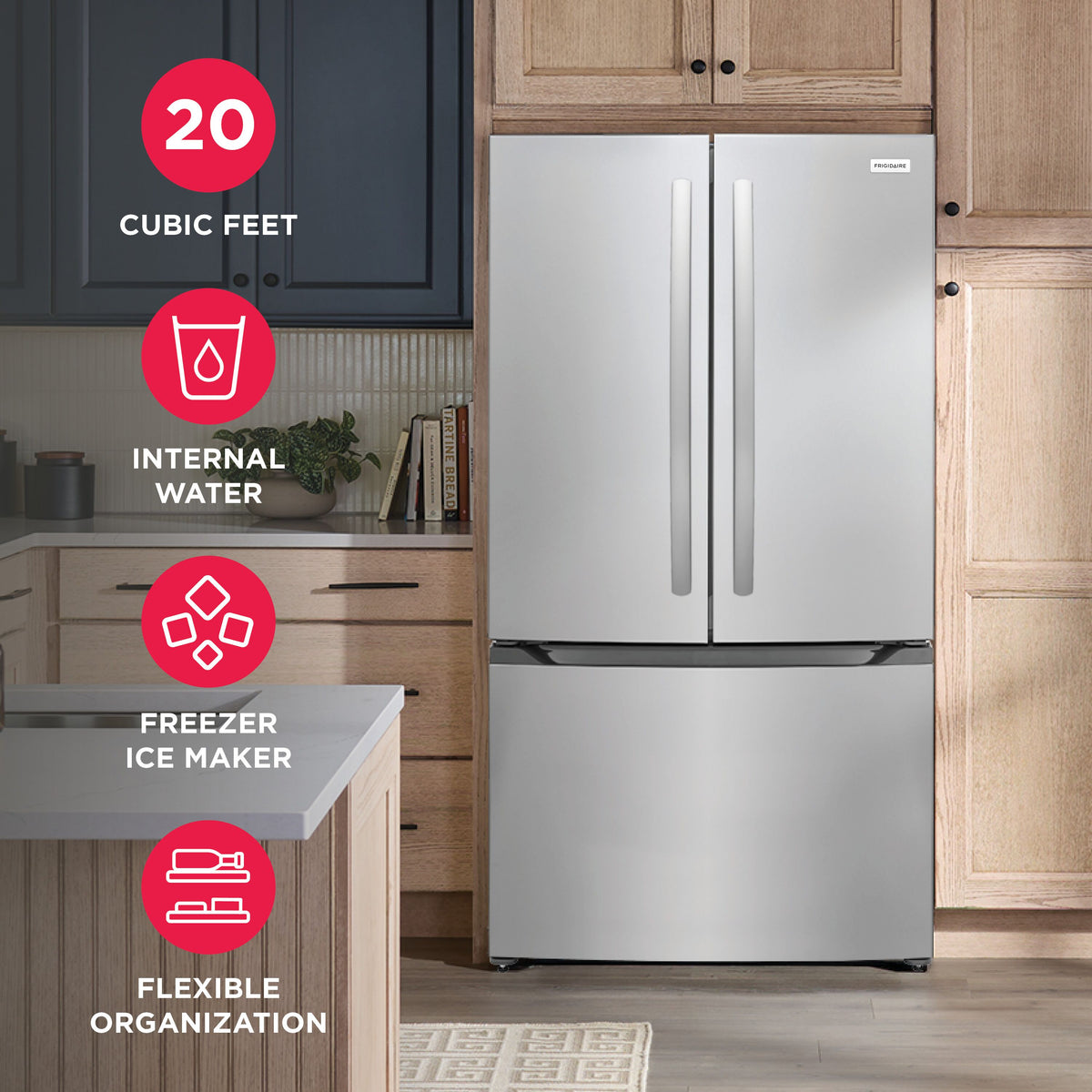 Frigidaire French Door Refrigerator 89.7cm 563.5L FRFG201LAV