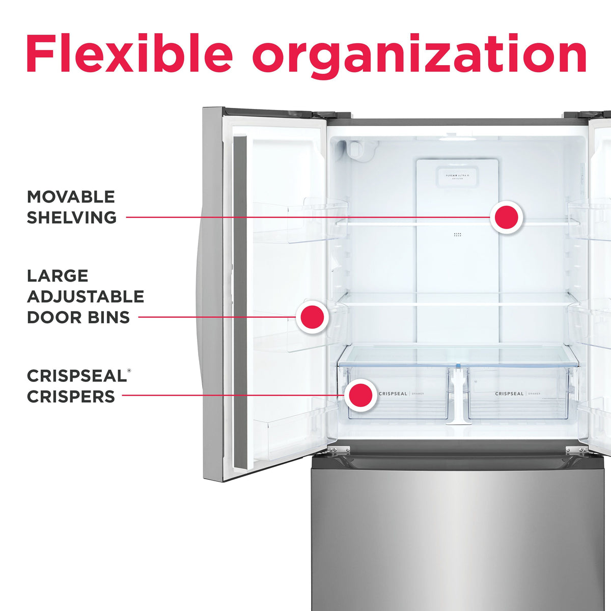 Frigidaire French Door Refrigerator 89.7cm 563.5L FRFG201LAV