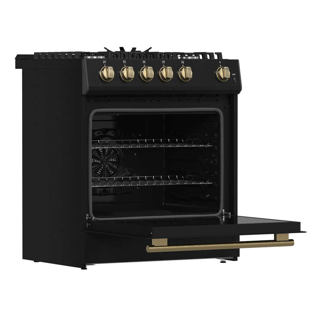 FORNO Espresso Leonardo Gas Range 76.2cm 141.6L Black FFSGS1116-30BLK