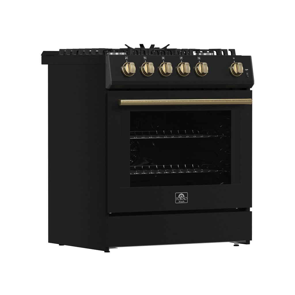 FORNO Espresso Leonardo Gas Range 76.2cm 141.6L Black FFSGS1116-30BLK