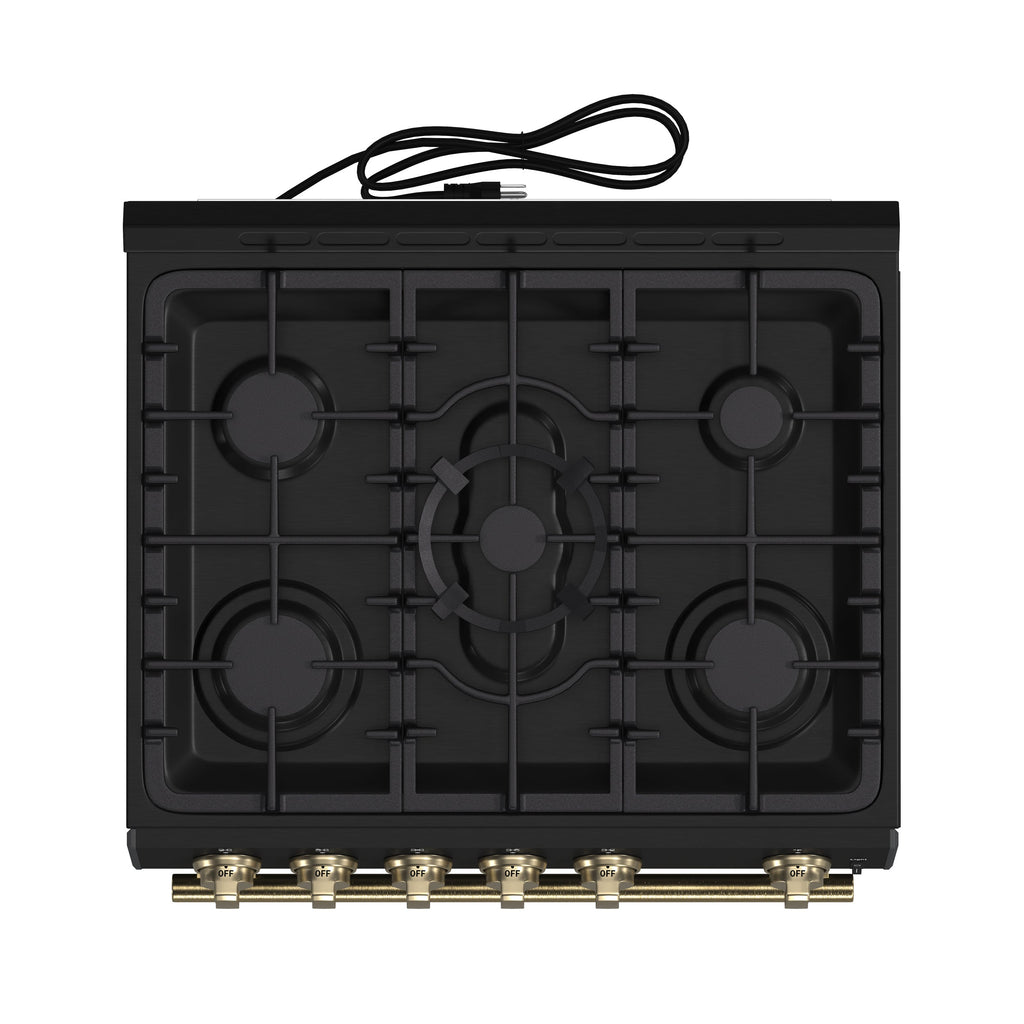 FORNO Espresso Leonardo Gas Range 76.2cm 141.6L Black FFSGS1116-30BLK