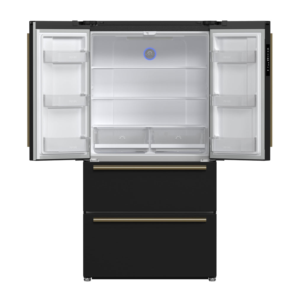 FORNO Moena French Door Refrigerator 91.4cm 543.7L Black FFRBI1820-36BLK