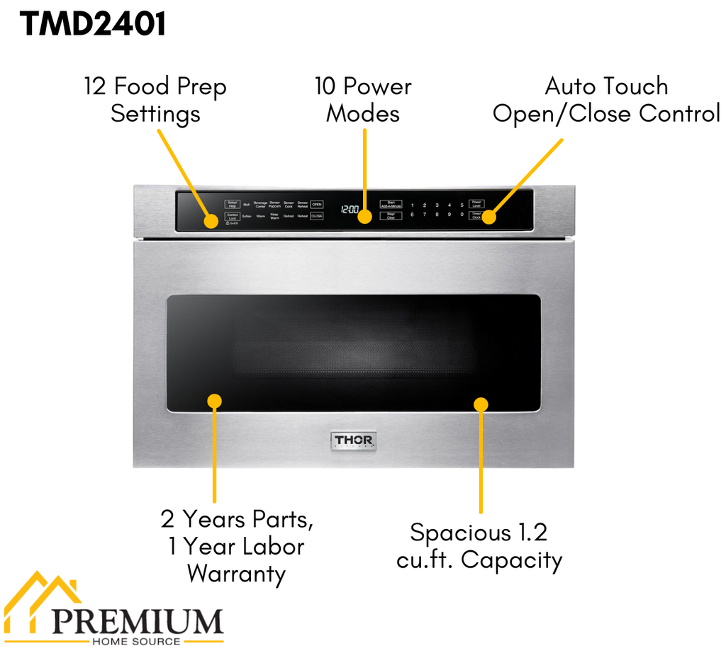 THOR Kitchen Microwave Drawer Stainless Steel 34L TMD2401