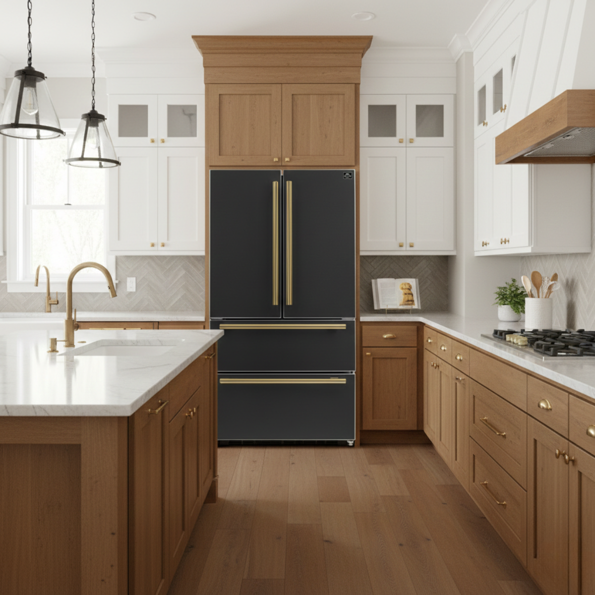FORNO Moena French Door Refrigerator 91.4cm 543.7L Black FFRBI1820-36BLK