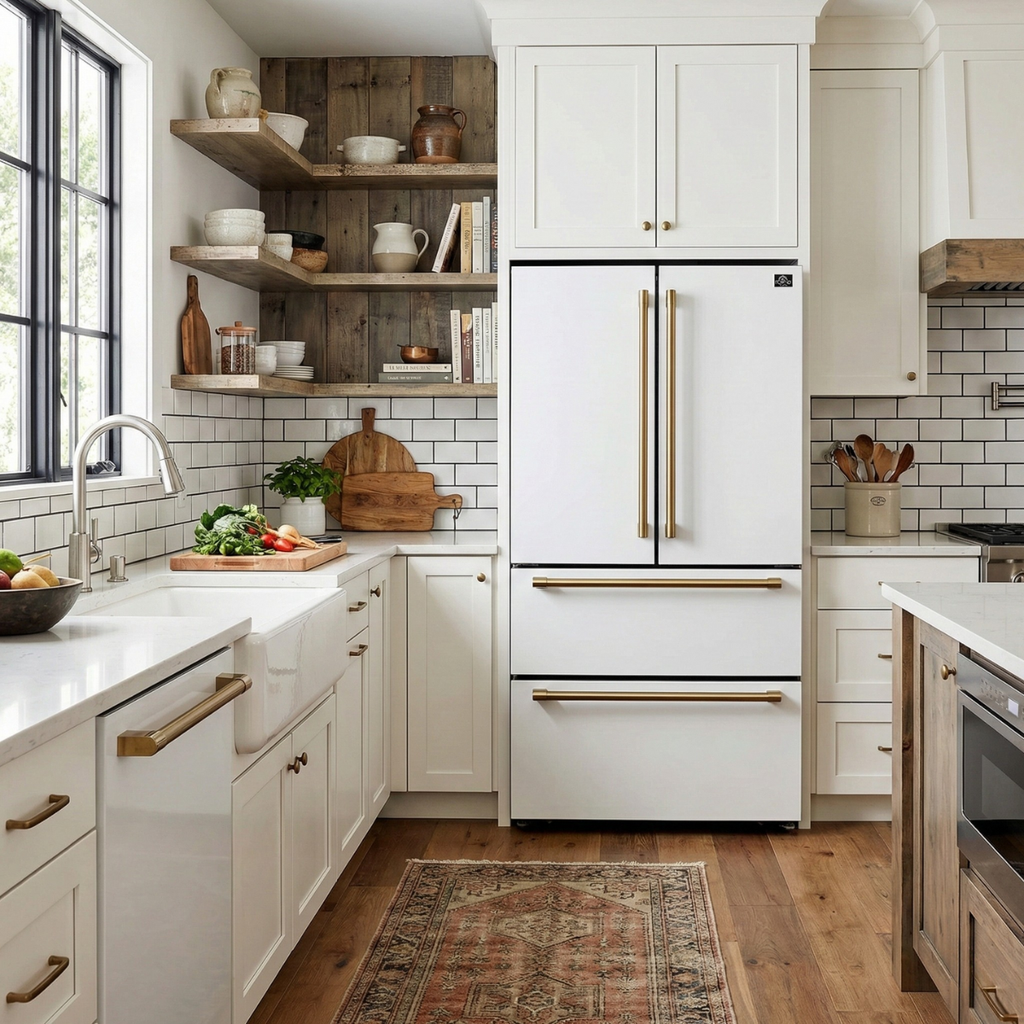 FORNO Espresso Moena French Door Refrigerator 91.4cm 543.7L White