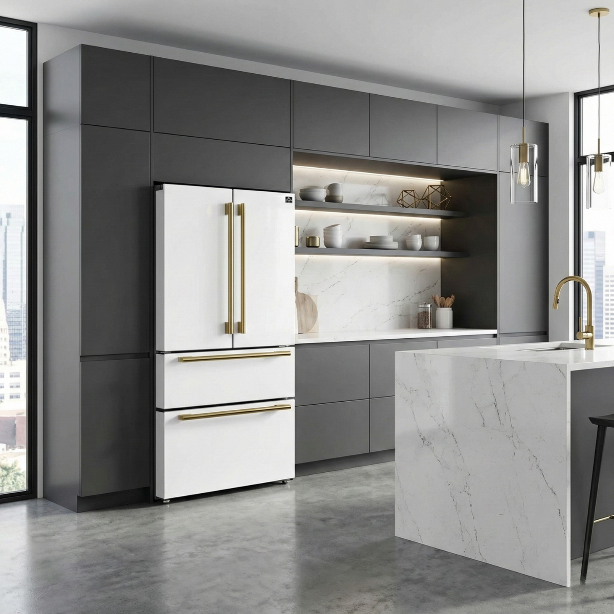 FORNO Espresso Moena French Door Refrigerator 91.4cm 543.7L White