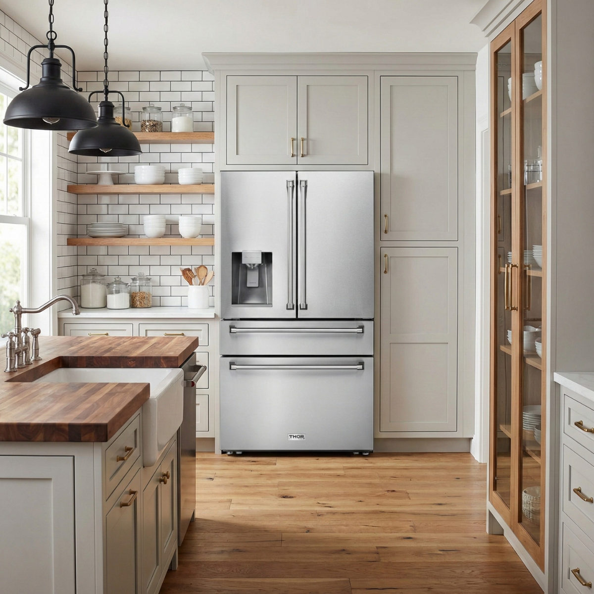 THOR Kitchen French Door Refrigerator 91cm 623L Stainless Steel TRF3601FD