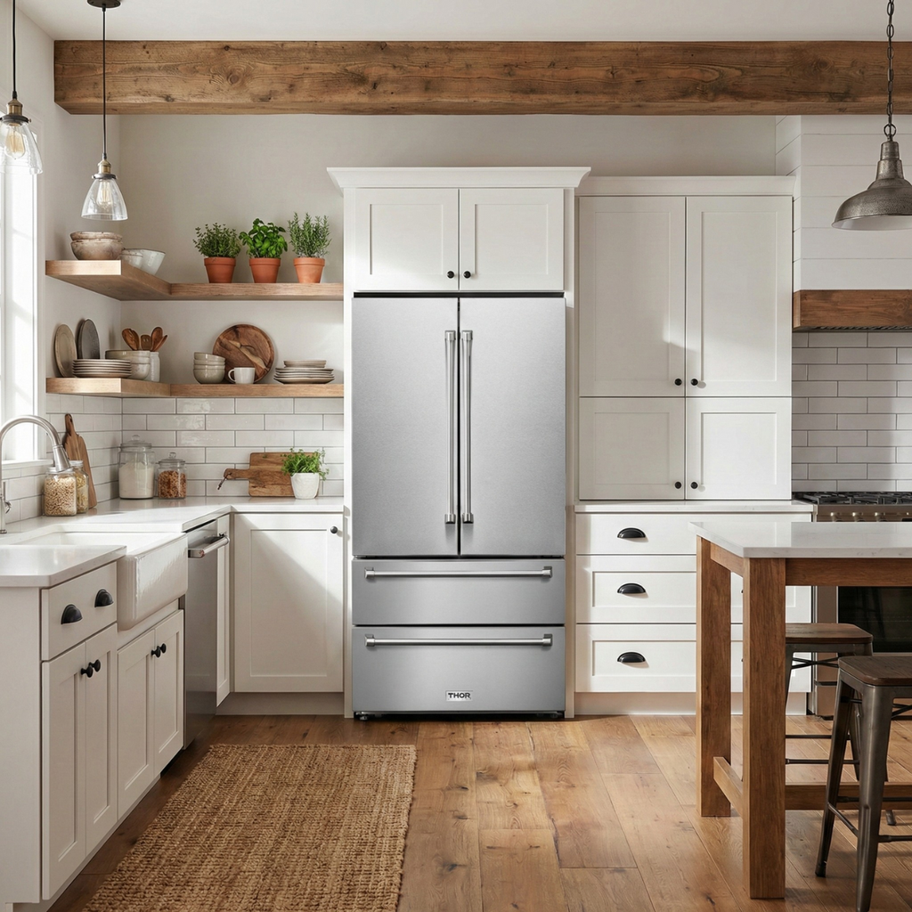THOR Kitchen French Door Refrigerator 91.4cm 637.1L Stainless Steel TRF3602