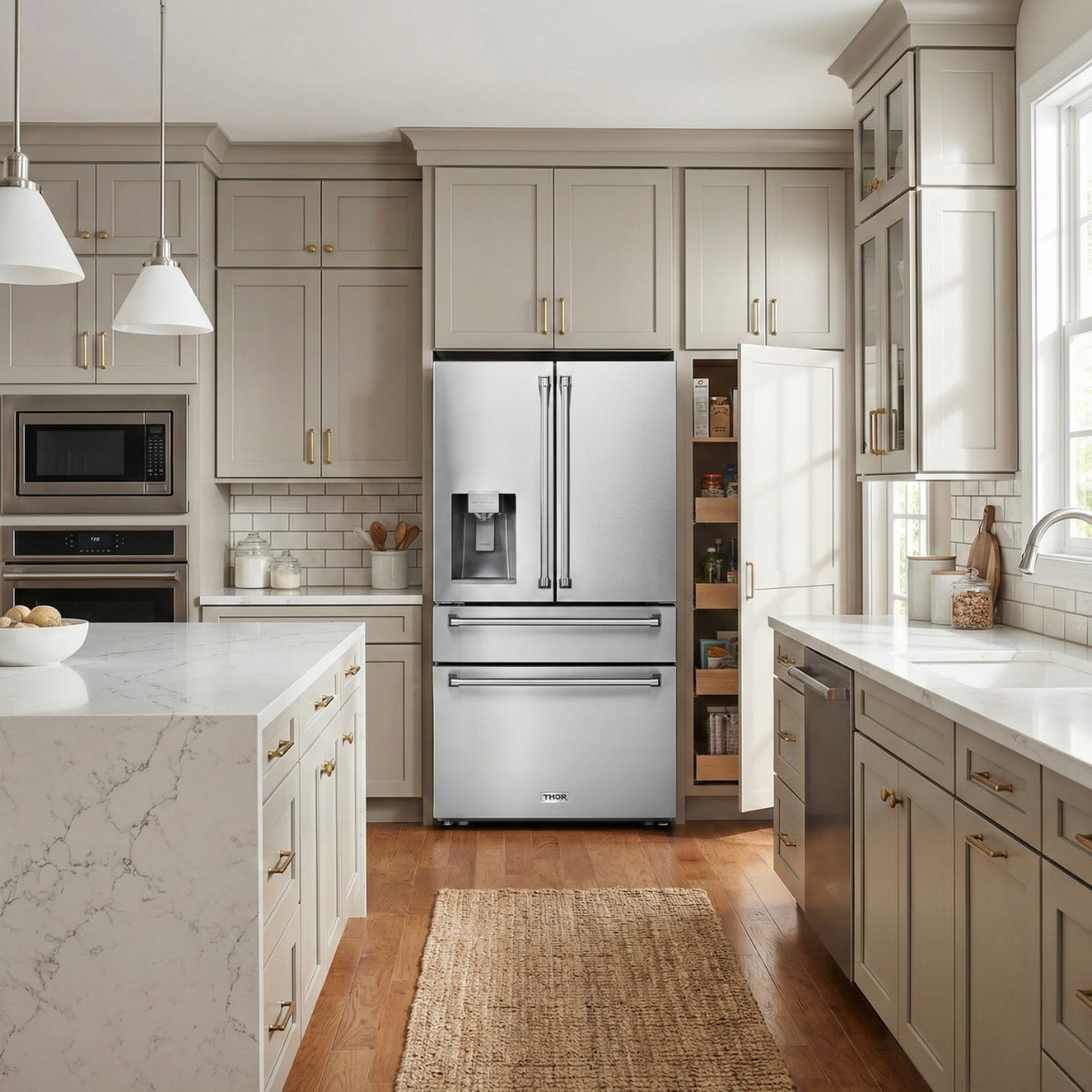 THOR Kitchen French Door Refrigerator 91cm 623L Stainless Steel TRF3601FD