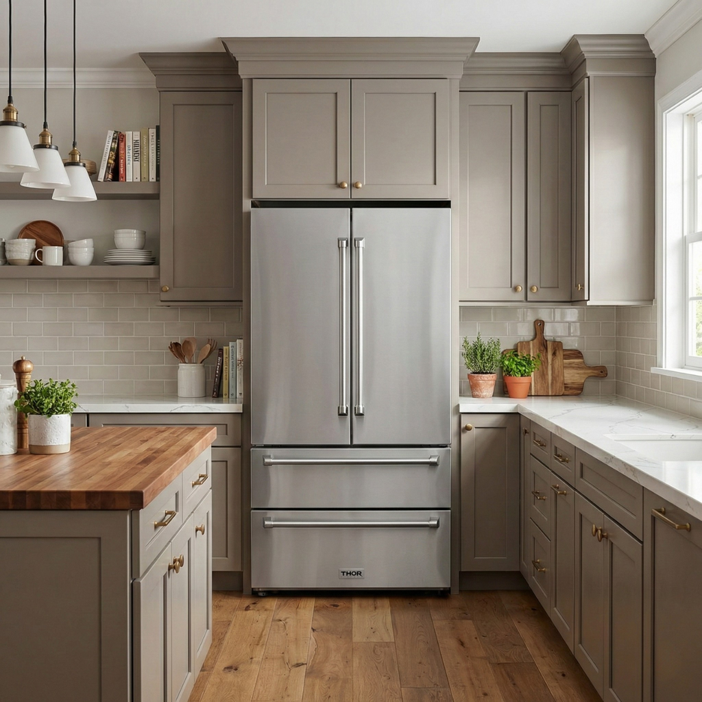 THOR Kitchen French Door Refrigerator 91.4cm 637.1L Stainless Steel TRF3602